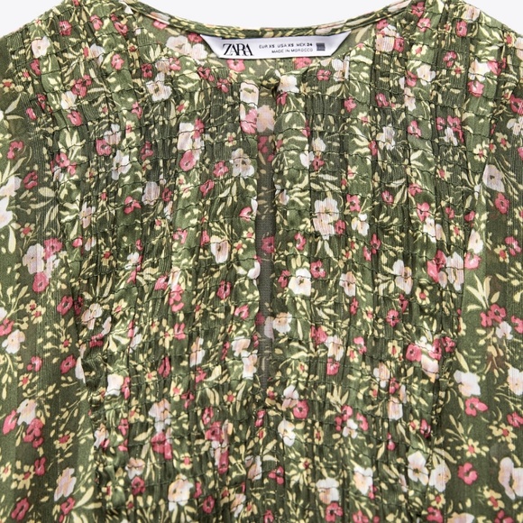 Zara limited edition floral print green dress - Picture 9 of 10